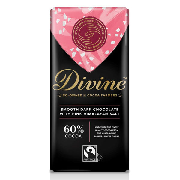 Divine Dark Chocolate 60% with Pink Himalaya Salt, 90g