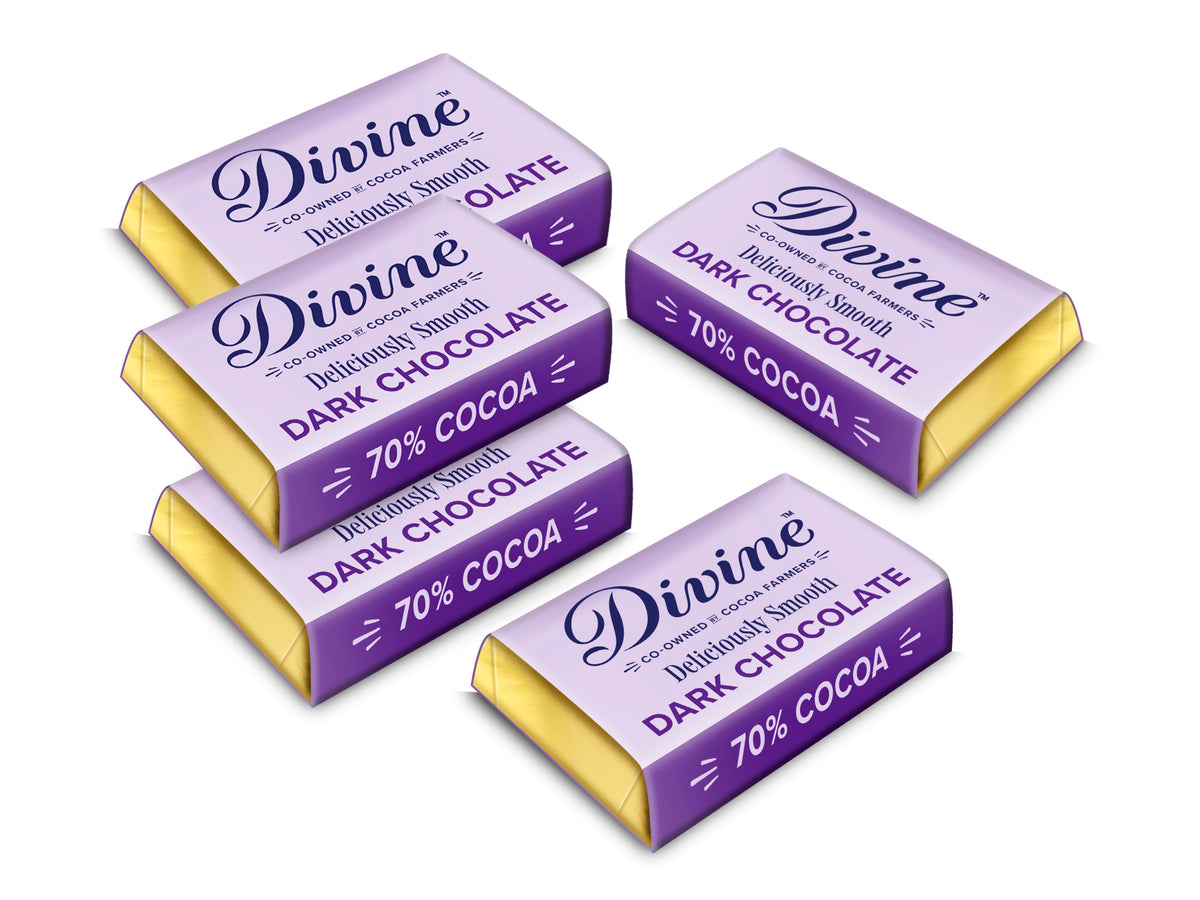 Divine Dark Chocolate 70%, Mini 4,2g 100-pack