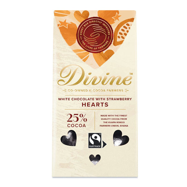 Divine Hearts with White Chocolate and Stawberry, 80g